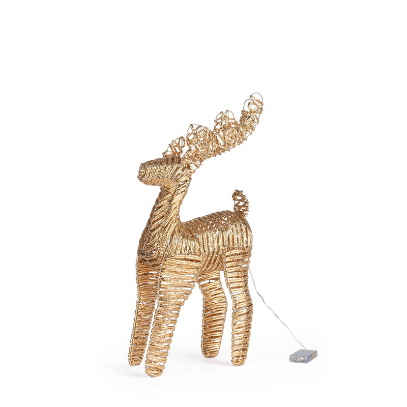 Bizzotto Penny Gold Christmas Reindeer with 50 Classic Micro LEDs 27x13x50 cm Light-Up Decoration
