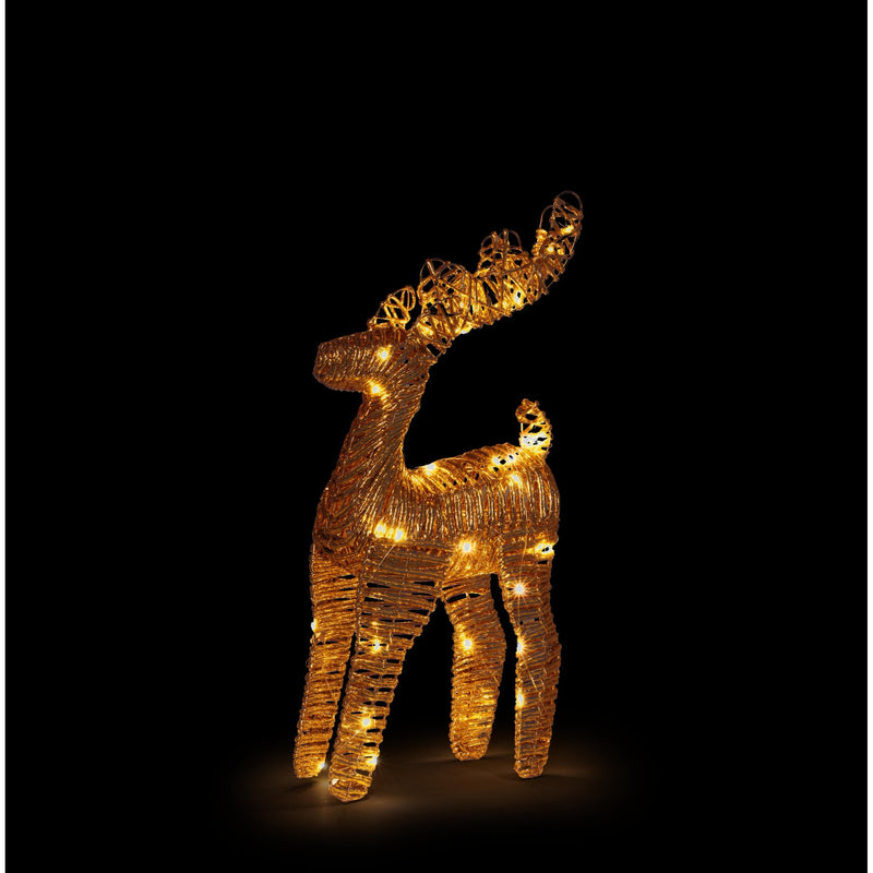 Bizzotto Penny Gold Christmas Reindeer with 50 Classic Micro LEDs 27x13x50 cm Light-Up Decoration