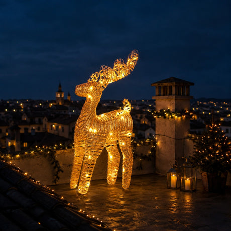 Bizzotto Penny Gold Christmas Reindeer with 50 Classic Micro LEDs 27x13x50 cm Light-Up Decoration
