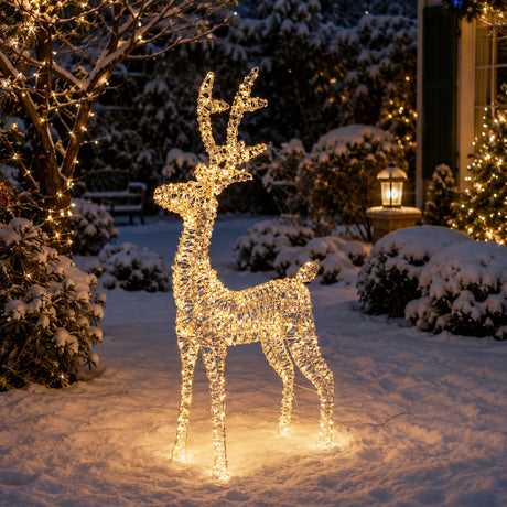 Bizzotto Ellary Gold Christmas Reindeer with 600 Classic Micro LED Lights 50x19x80 cm Illuminated Decoration