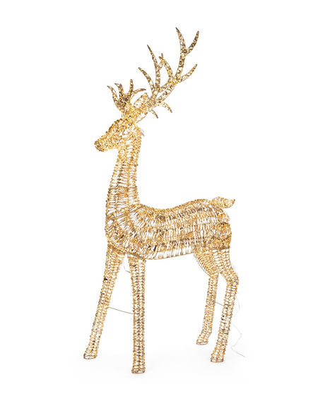 Bizzotto Gold Ellary Christmas Reindeer with 5200 Micro LED Classic 136x42x270 cm Lighted Decoration