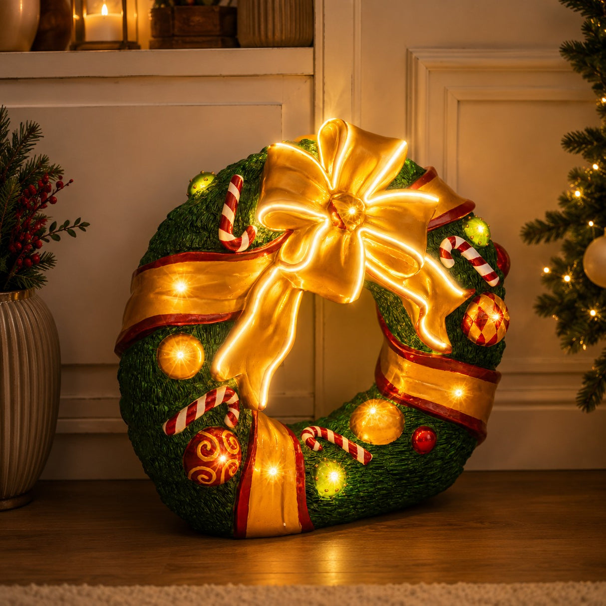 Bizzotto Corona di Natale Kinler LED 94x35,5x87,6 cm Decorazione Natalizia Luminosa