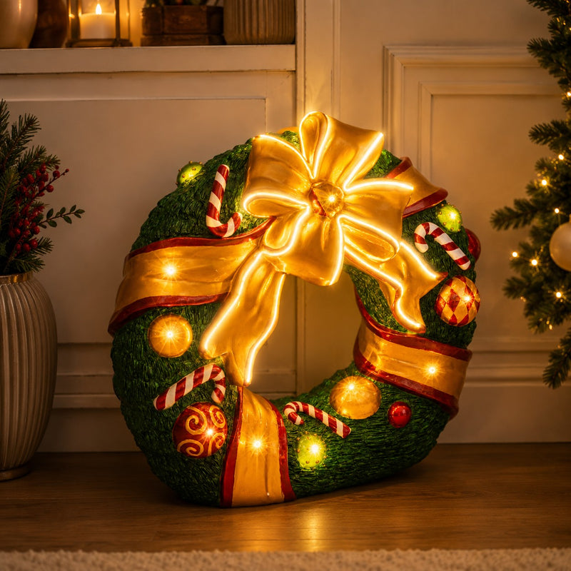 Bizzotto Kinler LED Christmas Wreath 94x35.5x87.6 cm Light-Up Christmas Decoration