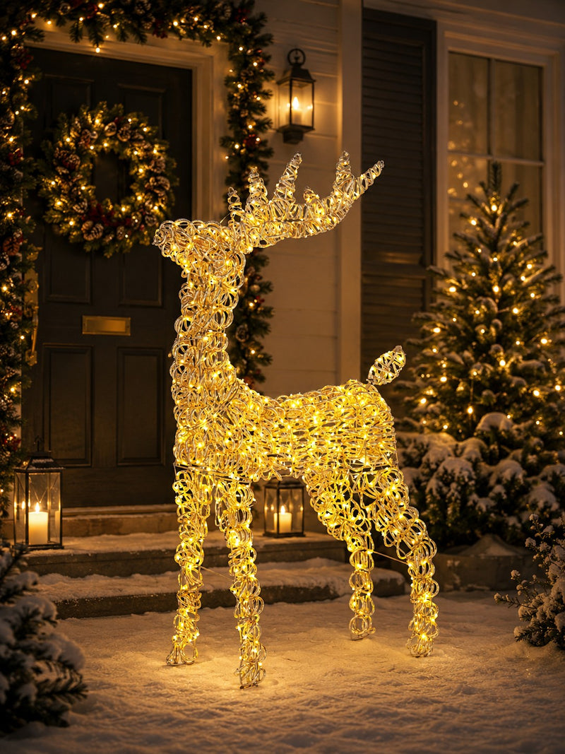 Bizzotto Zoe Christmas Reindeer ST Gold with 600 Micro Classic LEDs 53x23x80 cm Lighted Decoration