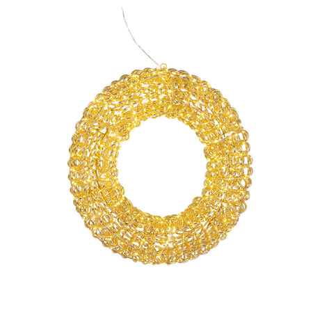 Bizzotto Zoe Gold Christmas Wreath with 720 Classic Micro LEDs Ø58x13 cm Illuminated Decoration