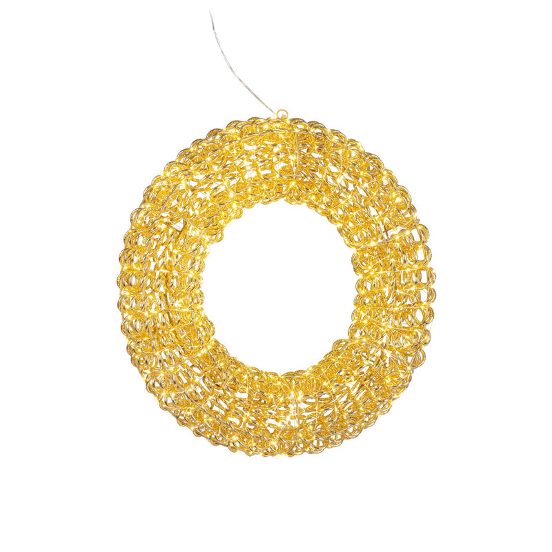 Bizzotto Zoe Gold Christmas Wreath with 720 Classic Micro LEDs Ø58x13 cm Illuminated Decoration