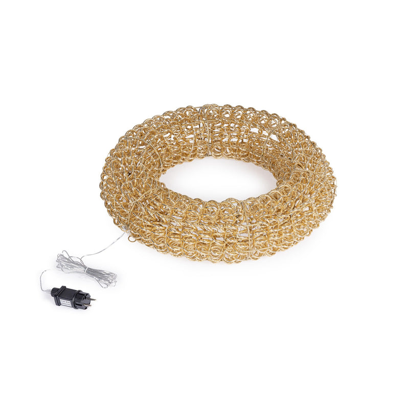 Bizzotto Zoe Gold Christmas Wreath with 720 Classic Micro LEDs Ø58x13 cm Illuminated Decoration