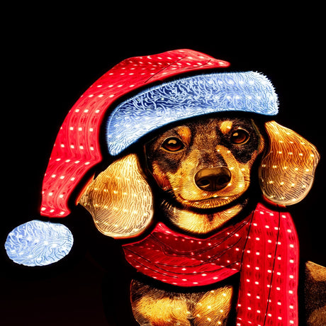 Bizzotto Dog with Skis and LED Lights H 39 cm with 207 LED IP20 Christmas Decoration