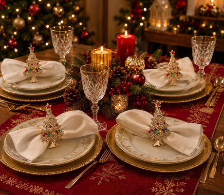 Bizzotto Pack of 4 Atena Pine Napkin Rings Christmas Table Decorations