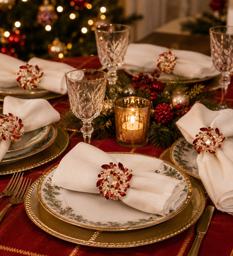 Bizzotto Pack of 4 Atena Crown Napkin Rings Christmas Table Decorations