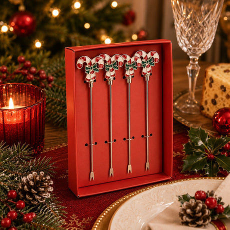 Bizzotto Pack of 4 Atena Candy Skewers Christmas Decorations for Appetizers and Table