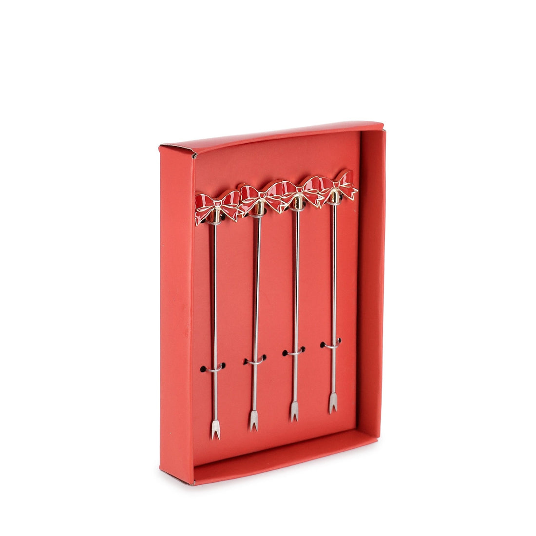 Bizzotto Pack of 4 Atena Skewers with Bow Christmas Decorations for Appetizers and Table
