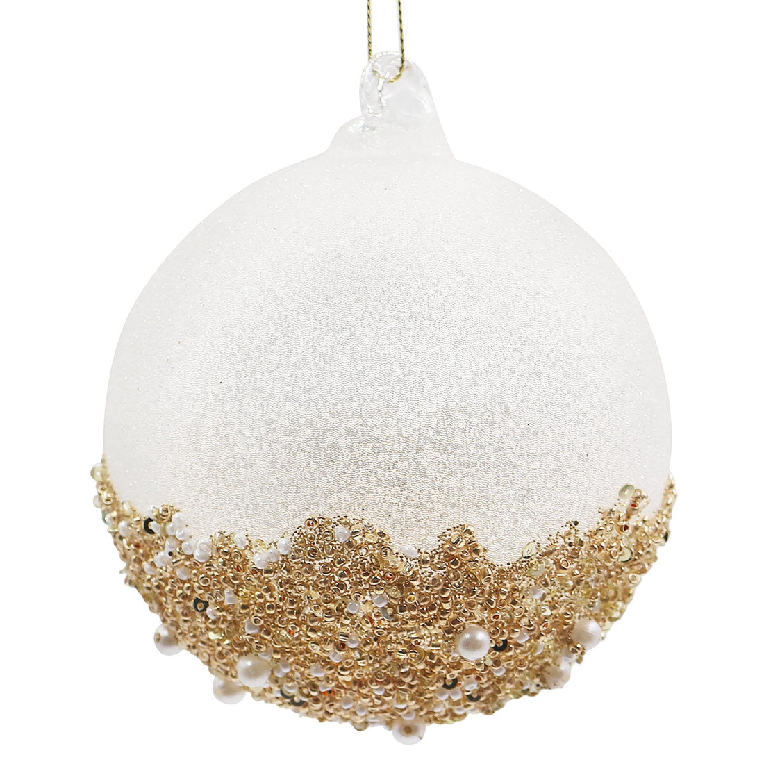 Bizzotto White Brilliant Glass Sphere Christmas Tree Decoration d 10 cm