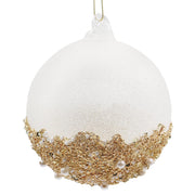 Bizzotto White Brilliant Glass Sphere Christmas Tree Decoration d 10 cm