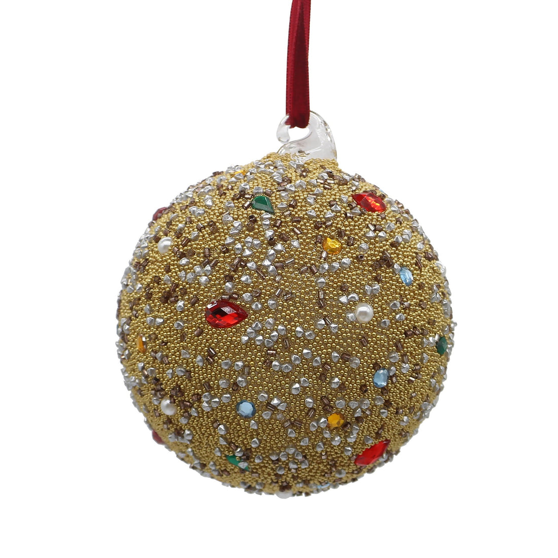 Bizzotto Sfera di Vetro Natalizia Beadstar Gold d 10 cm Christmas Tree Decoration