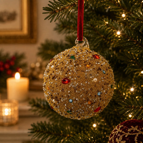 Bizzotto Sfera di Vetro Natalizia Beadstar Gold d 10 cm Christmas Tree Decoration
