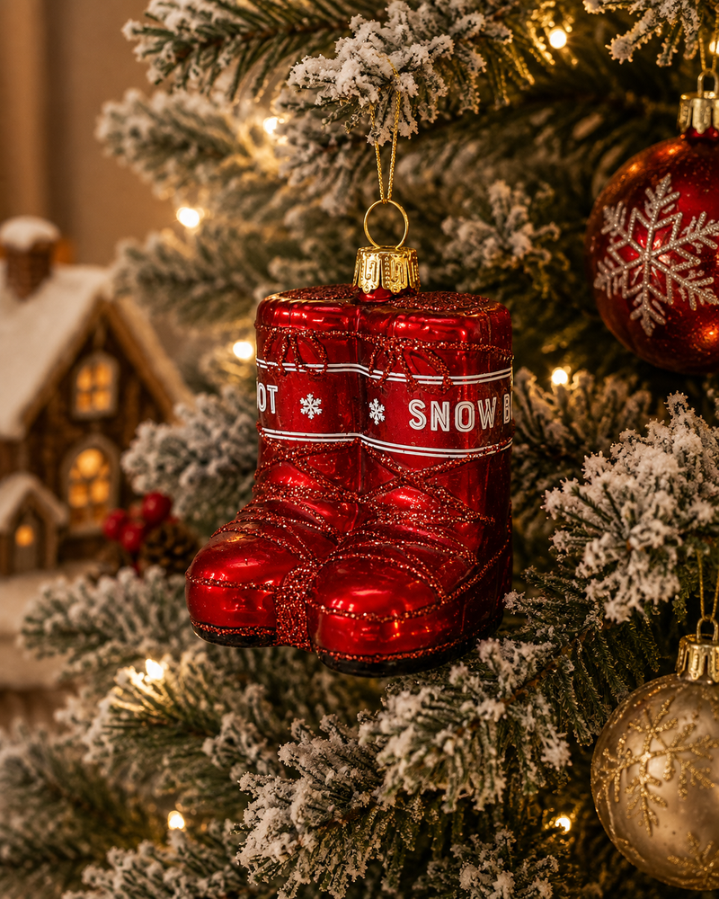 Bizzotto Glass Pendant Courmayeur Snow Boot H 11 cm Christmas Tree Decoration