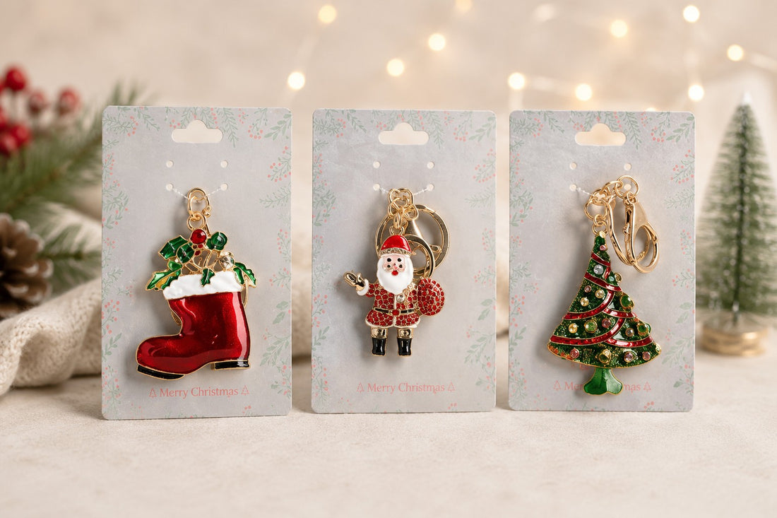 Bizzotto Merrily Assorted Keychains 3 Designs Christmas Accessory 1 Pc