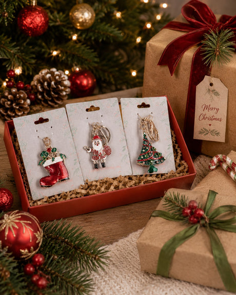 Bizzotto Merrily Assorted Keychains 3 Designs Christmas Accessory 1 Pc