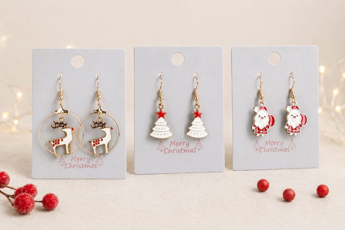 Bizzotto Merrily Assorted Earrings 3 Designs Christmas Accessories 1 Pc