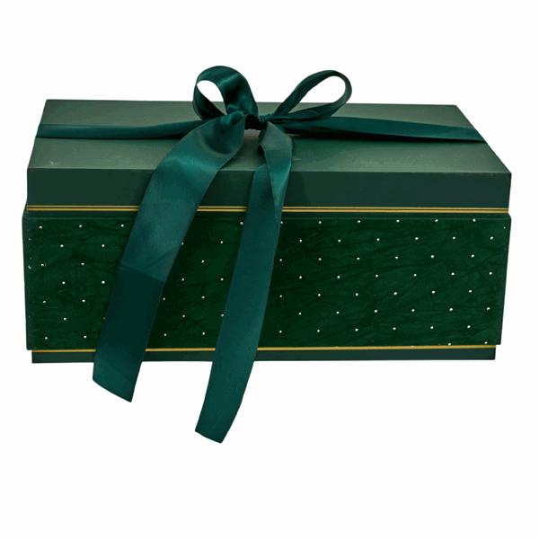L'Arcolaio Large Rectangular Velvet Christmas Box Green Velvet 33.6x20.7x14.1 cm