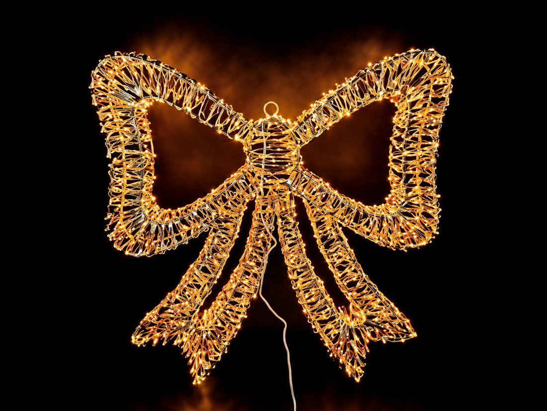 Christmas Bow Trend Ad with 2,400 LEDs Indoor/Outdoor 90x90 Gold Cm Warm Light