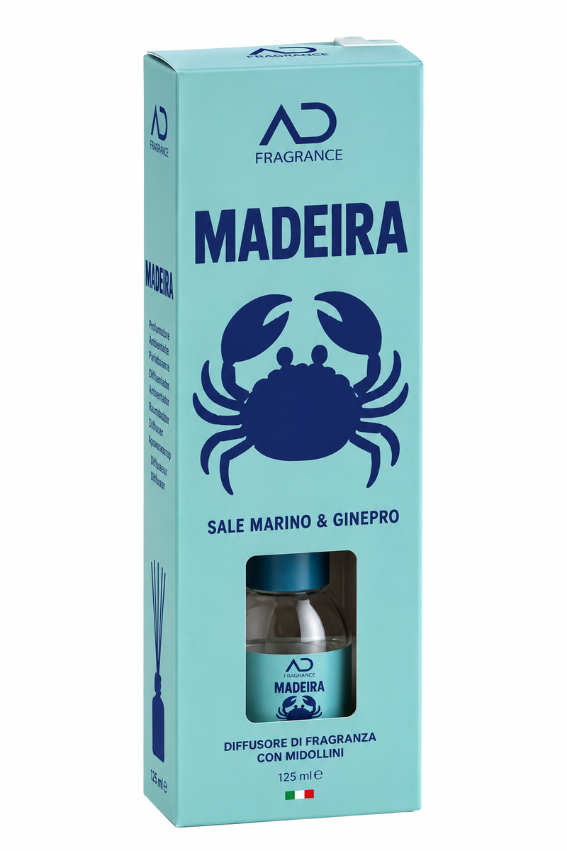 Ad Trend Diffusore di Fragranza Madeira con Midollini 125 ml – Profumatore per Ambienti e Arredo Casa