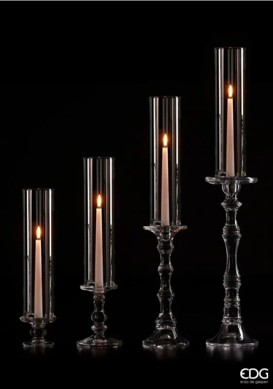 EDG Enzo De Gasperi Classic Candle Holder Eos H 30 Cm D 12 Cm Natural Transparent
