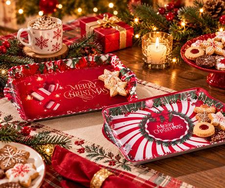 Ad Trend Rectangular Christmas Tray in Melamine Assorted 21x15 cm 1 Pcs – Christmas Table Decoration