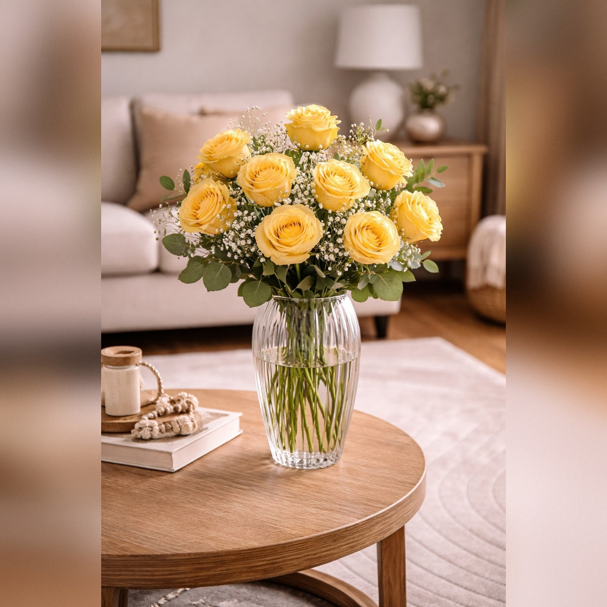 Italian Gift Nellie Glass Vase D 15 Cm H 37 Cm – Tall Decorative Glass Vase for Flowers and Home Decor