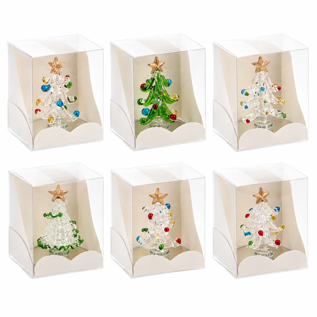 Ad Trend Assorted Decorative Mini Christmas Tree in Blown Glass H6.5 x 5.5 cm 1 pc – Christmas Decoration