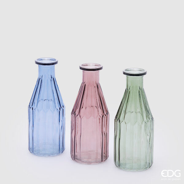 Striped Bottle Vase H19.5 D7.5 pack. 3 Multicolor Pieces