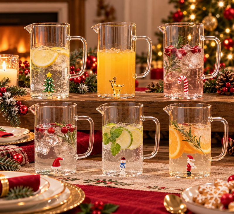 Ad Trend Christmas Jug in Glass 1.2 L with Assorted 3D Figure 1 Pc – Christmas Table