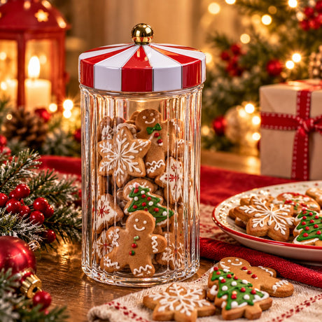 Ad Trend Christmas Jar in Glass and Tin H24.5 Ø11 cm – Decorative Christmas Container