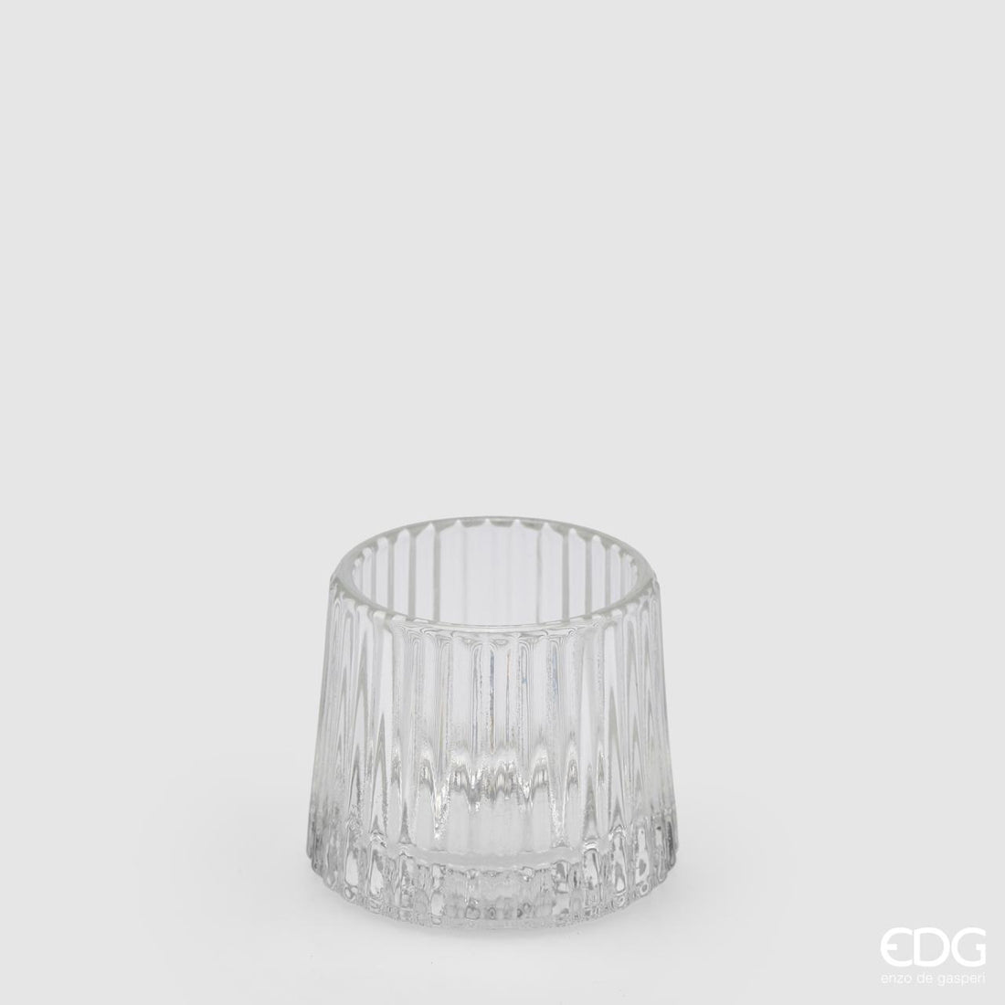 EDG Enzo De Gasperi Candle Holder Stripes H 7 Cm D 8 Cm Natural Transparent 