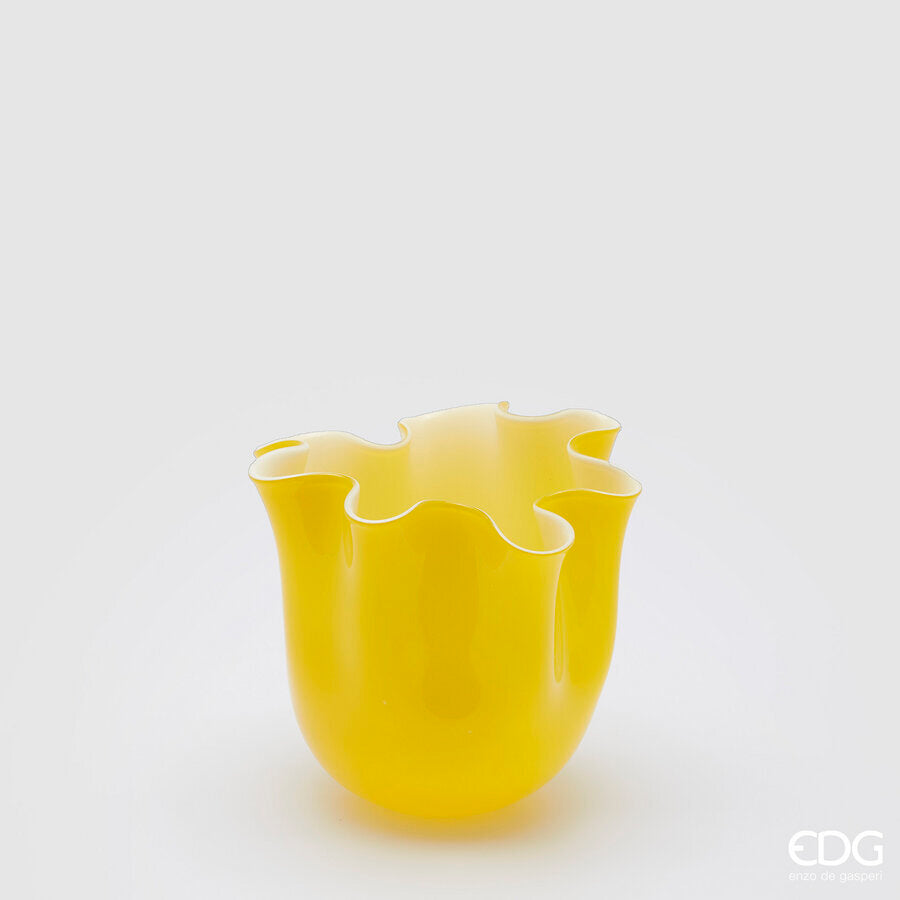 edg enzo de gasperi edg enzo de gasperi vaso drappo vetro h 14 cm d 17 cm yellow ean 8056372055263