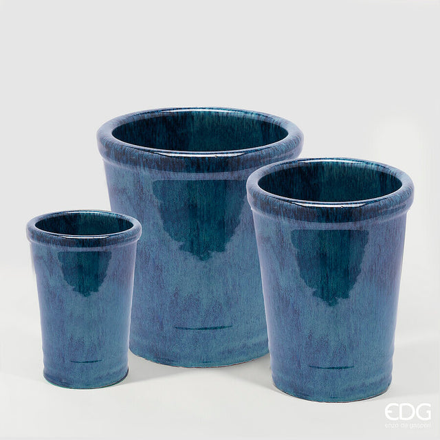 edg enzo de gasperi set 3 pz vaso glaze svasato h 47 cm h 41 cm h 30 cm turquoise waterproof ean 8059824454188