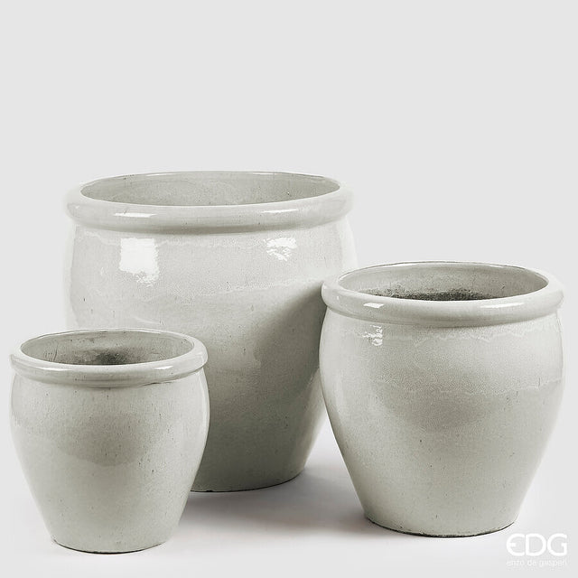 edg enzo de gasperi set 3 pz vaso glaze bombato h 65 cm h 50 cm h 40 cm white waterproof ean 8059824462985