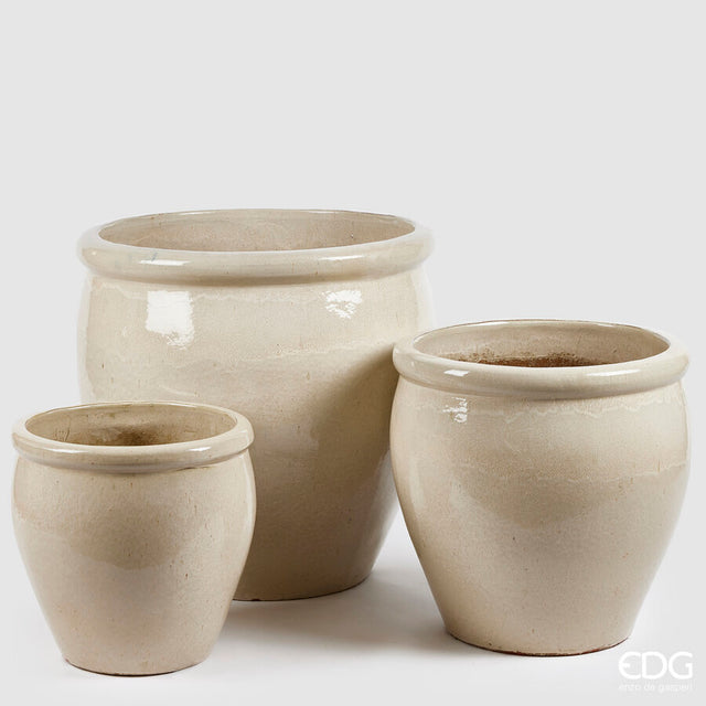 edg enzo de gasperi set 3 pz vaso glaze bombato h 65 cm h 50 cm h 40 cm ivory waterproof ean 8059824325457