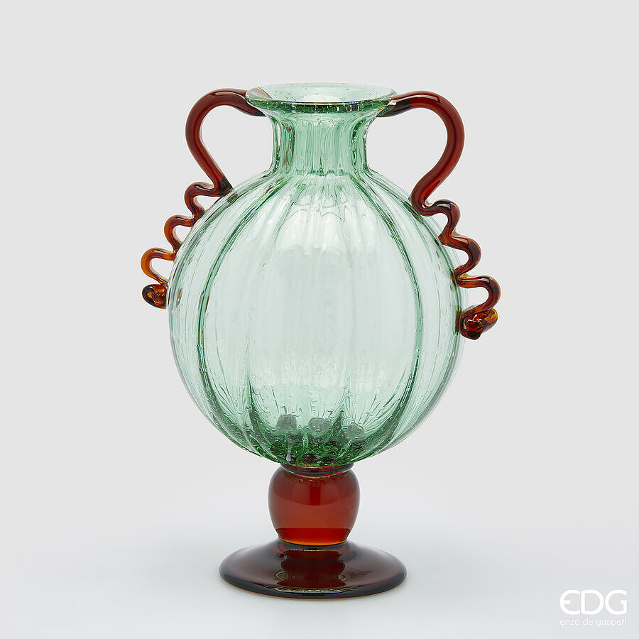 EDG Enzo De Gasperi Corinth Sphere Vase H 42 Cm L 31 Cm L 25 Cm Glass Green