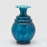 EDG Enzo De Gasperi Macula Vase Bottle H 37.5 Cm D 25.5 Cm Blue Glass