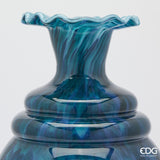 EDG Enzo De Gasperi Macula Vase Bottle H 37.5 Cm D 25.5 Cm Blue Glass