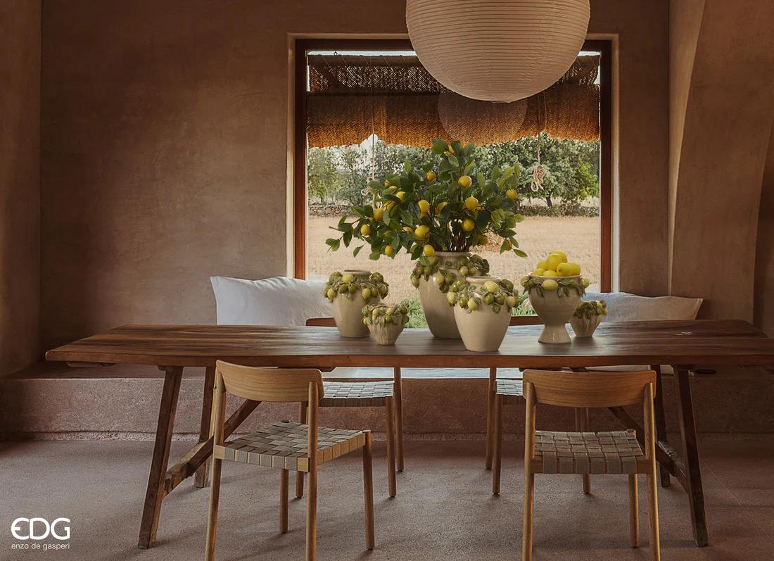 EDG Enzo De Gasperi Freaky Lemons Vase Bowl H 15.5 Cm D 19.5 Cm Ceramic Waterproof Yellow Green