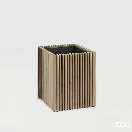 edg enzo de gasperi edg enzo de gasperi vaso listelli qudrato legno di acacia grey 50 x 42 x 42 cm