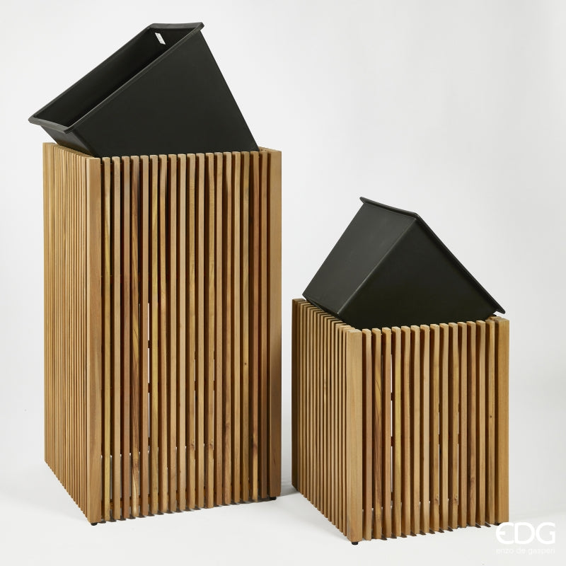 edg enzo de gasperi edg enzo de gasperi vaso listelli qudrato legno di acacia brown 50 x 42 x 42 cm