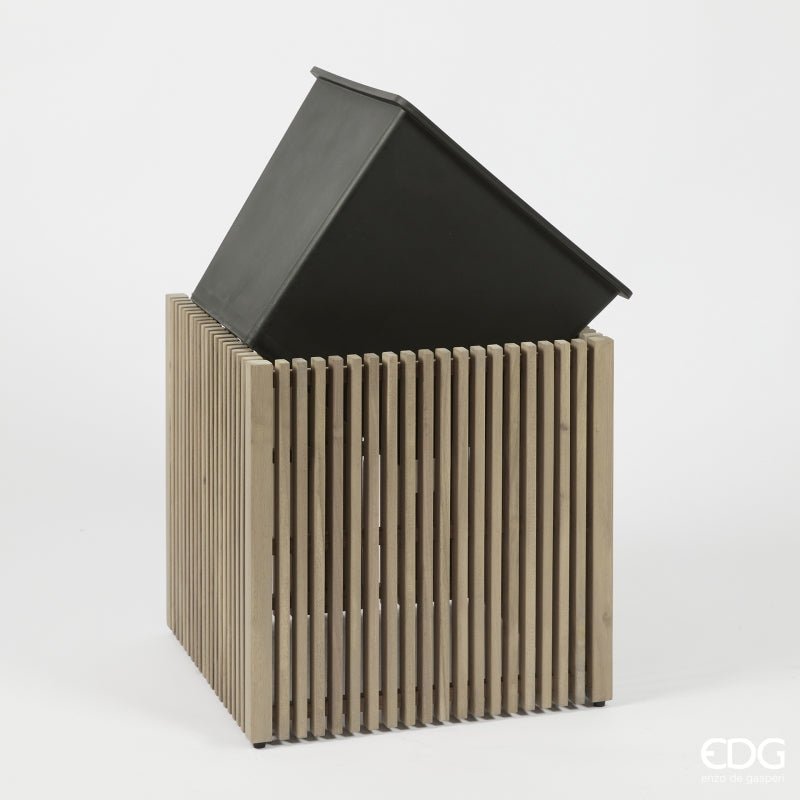 edg enzo de gasperi edg enzo de gasperi vaso listelli qudrato legno di acacia grey 50 x 51 x 51 cm ean 8059824484192