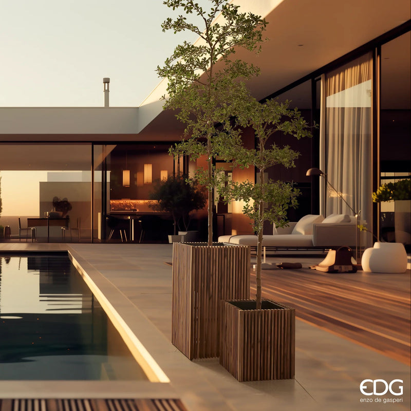edg enzo de gasperi edg enzo de gasperi vaso listelli qudrato legno di acacia grey 50 x 51 x 51 cm ean 8059824484192