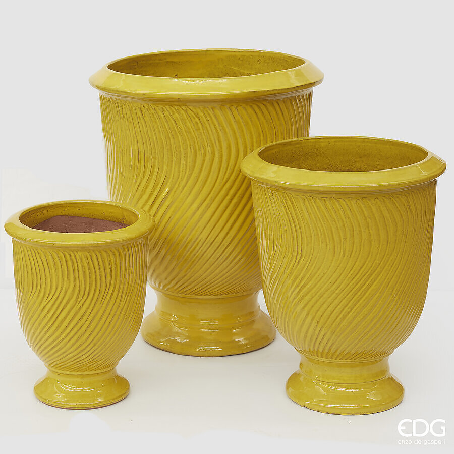 edg enzo de gasperi set 3 pz vaso atlas onde coppa h 67 cm h 52 cm h 37 cm yellow waterproof ean 8059824486493