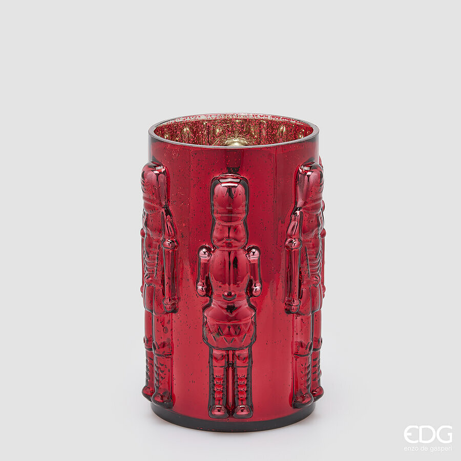 EDG Enzo De Gasperi Soldatino Vase Cylinder Red H25 Ø15 cm – Christmas Decoration