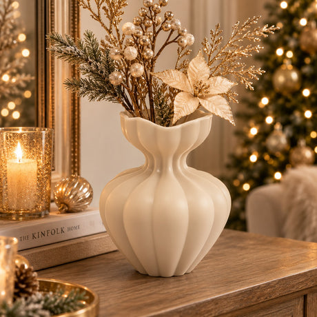 EDG Enzo De Gasperi Flow Sinuous Vase H19 cm Ivory Glass – Decorative Vase